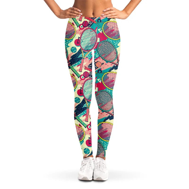 Online Specials Retro Tennis Pattern Print Women's Leggings
