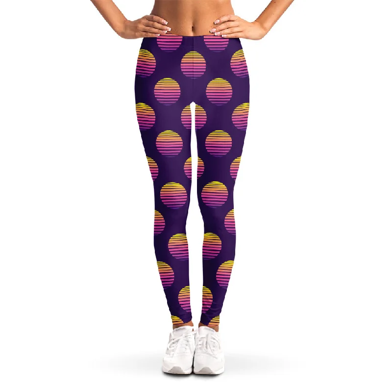 Great Bargains Retrowave Sunset Pattern Print Women's Leggings