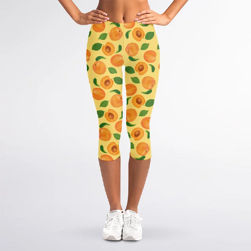 Price Buster Ripe Apricot Fruit Pattern Print Women's Capri Leggings