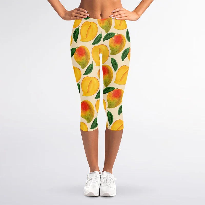 Deal Mania Ripe Mango Fruit Pattern Print Women's Capri Leggings