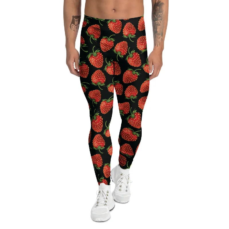 Hurry In Ripe Strawberries Print Pattern Men's Leggings