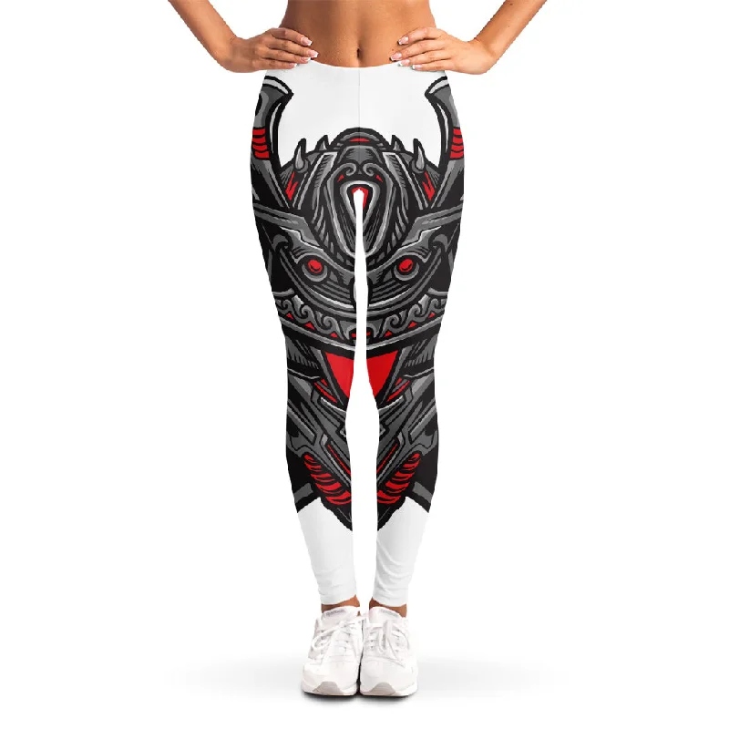 Can't Be Beat Robot Samurai Mask Print Women's Leggings