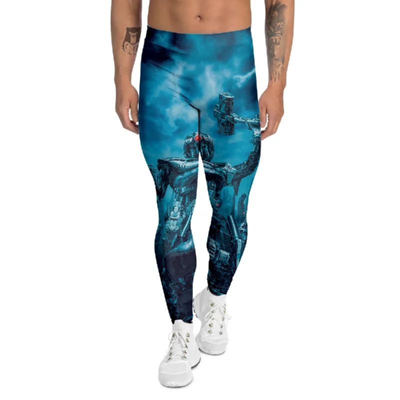 Can't Miss Robot War Print Men's Leggings