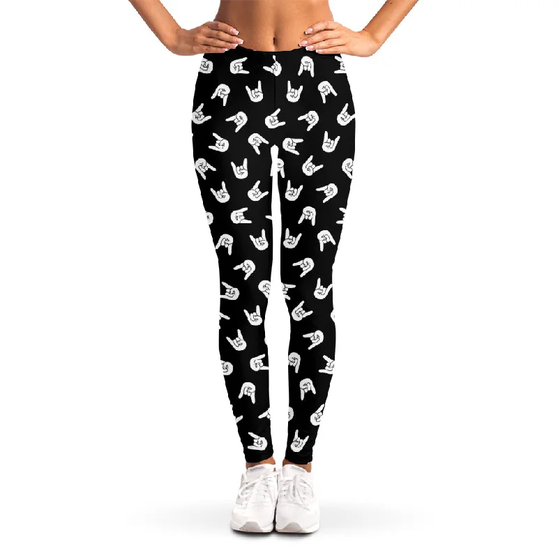YEAR-End Sale Rock And Roll Hand Sign Pattern Print Women's Leggings