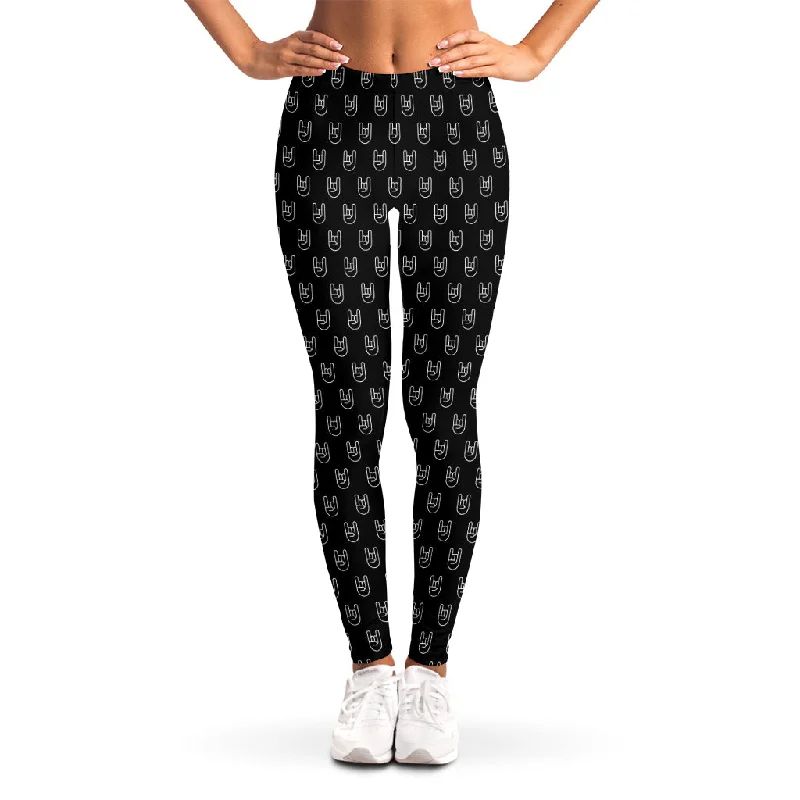 Value Deals Rock And Roll Hand Symbol Pattern Print Women's Leggings