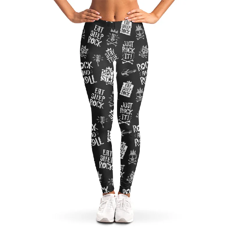 Today’s Deal Rock And Roll Music Pattern Print Women's Leggings