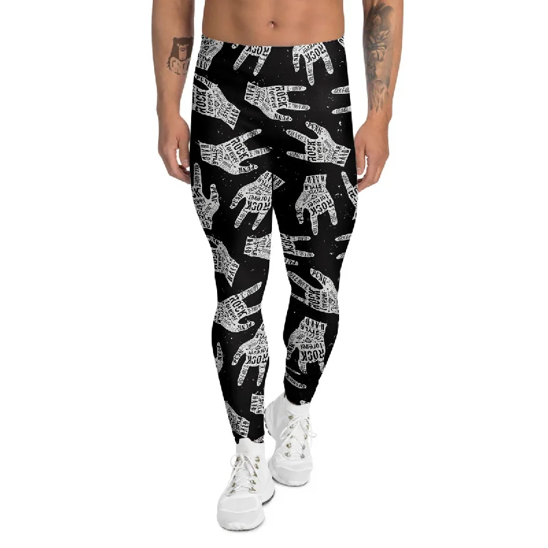 Big Discounts Rock And Roll Vintage Style Print Pattern Men's Leggings
