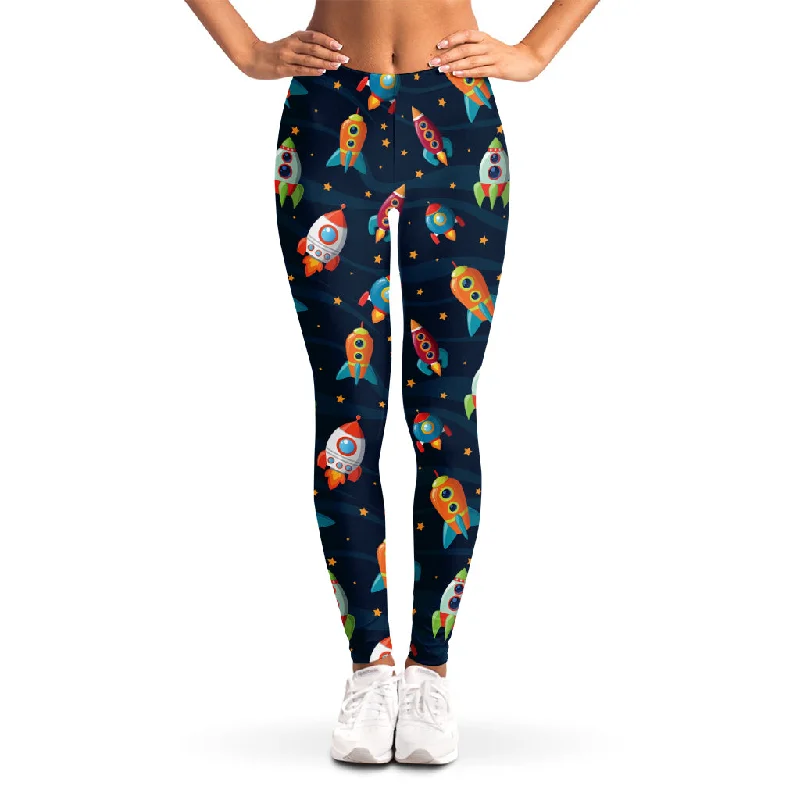 The Best Prices Rockets And Stars Pattern Print Women's Leggings