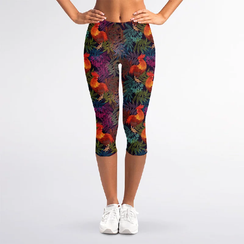 Loyalty Reward Rooster And Rowan Pattern Print Women's Capri Leggings