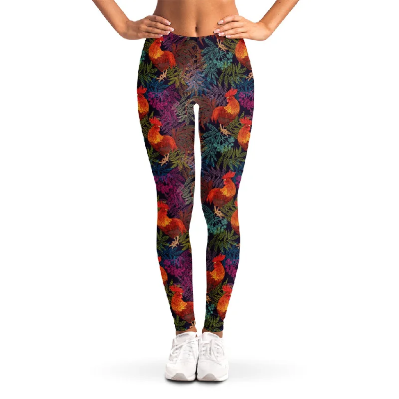 Special Price Rooster And Rowan Pattern Print Women's Leggings