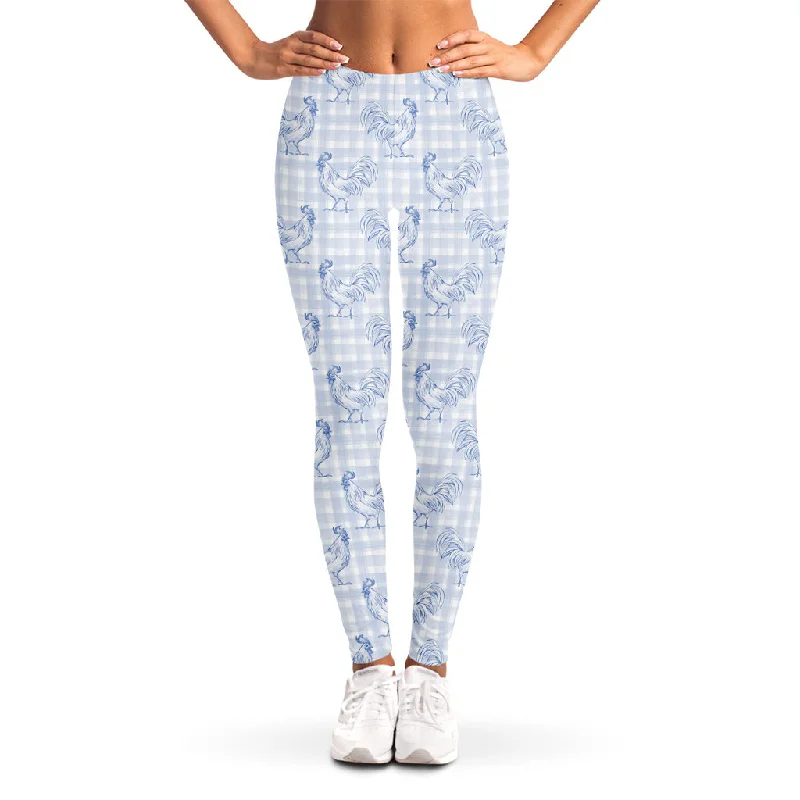 Price Reduction Rooster Plaid Pattern Print Women's Leggings
