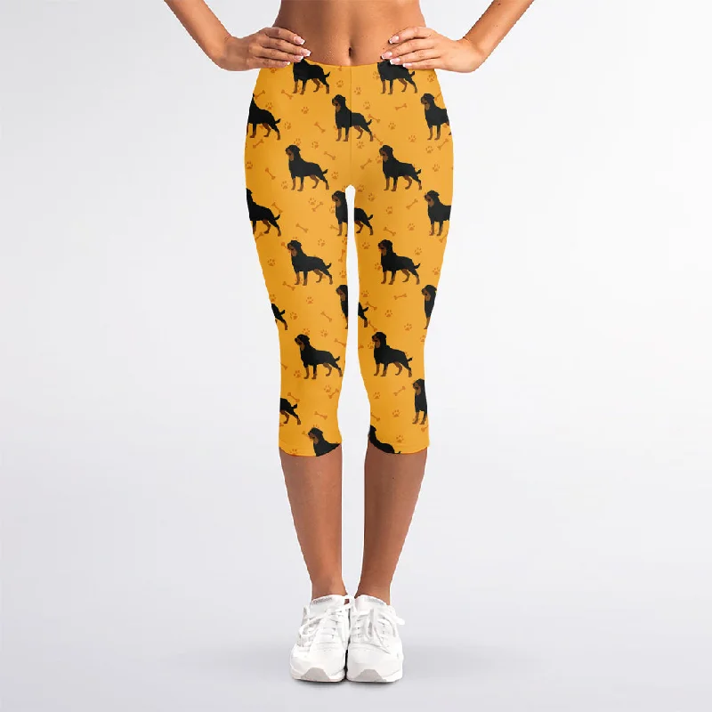 Last Chance Rottweiler Dog Pattern Print Women's Capri Leggings