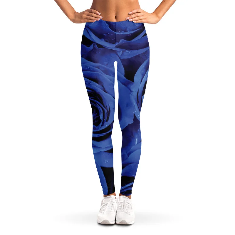 Early Access Royal Blue Rose Print Women's Leggings