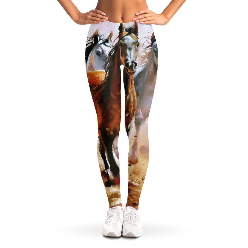 Savings Alert Running Horses Painting Print Women's Leggings