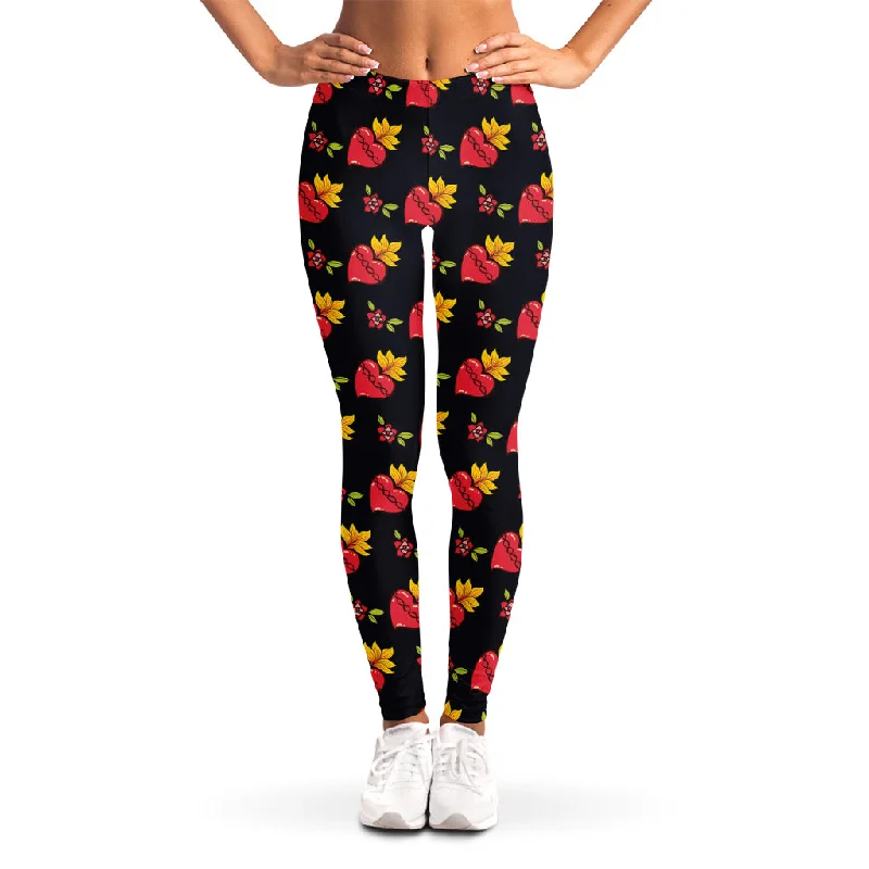Bonus Savings Sacred Heart Pattern Print Women's Leggings