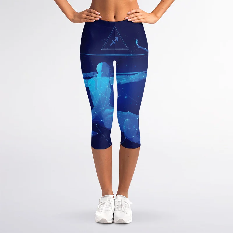 Special Discount Sagittarius Horoscope Sign Print Women's Capri Leggings