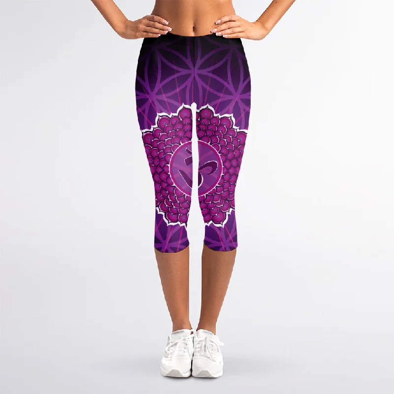 Quick Sale Sahasrara Chakra Spiritual Print Women's Capri Leggings