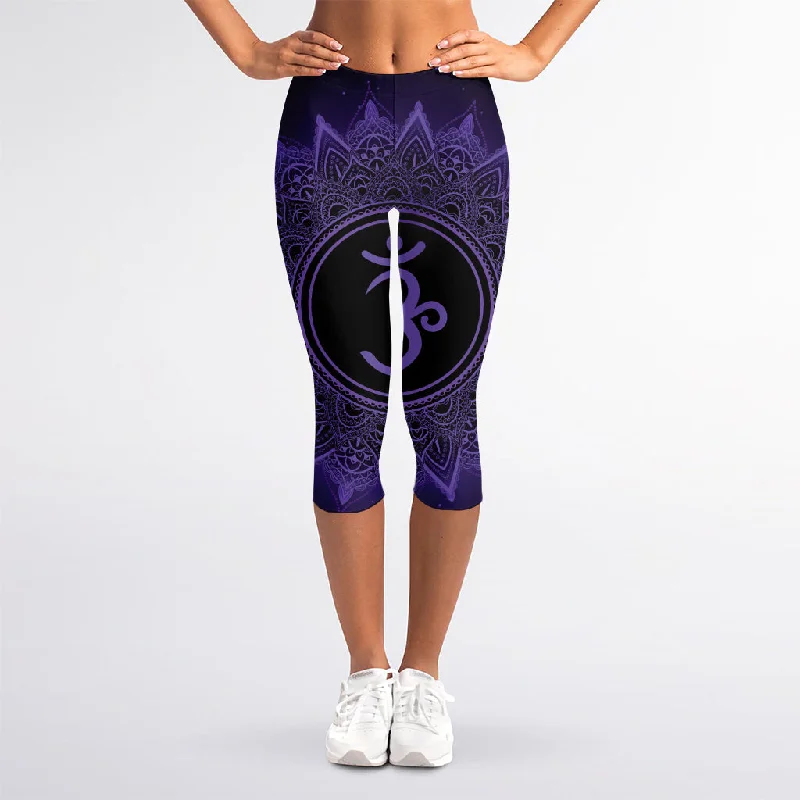 Price Reduction Sahasrara Chakra Symbol Print Women's Capri Leggings