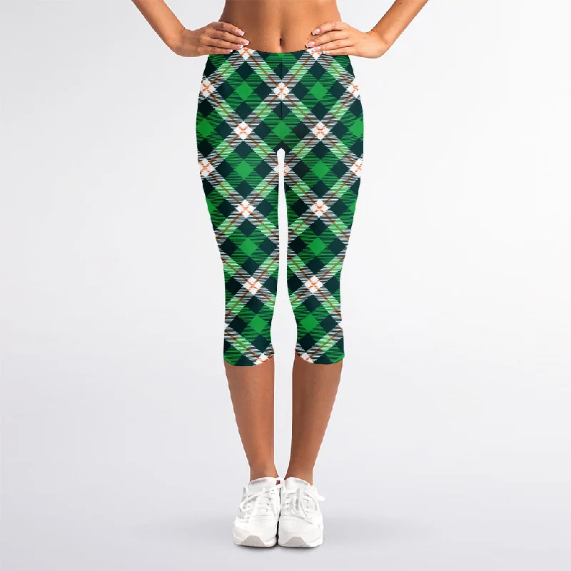 Daily Deals Saint Patrick's Day Irish Tartan Print Women's Capri Leggings