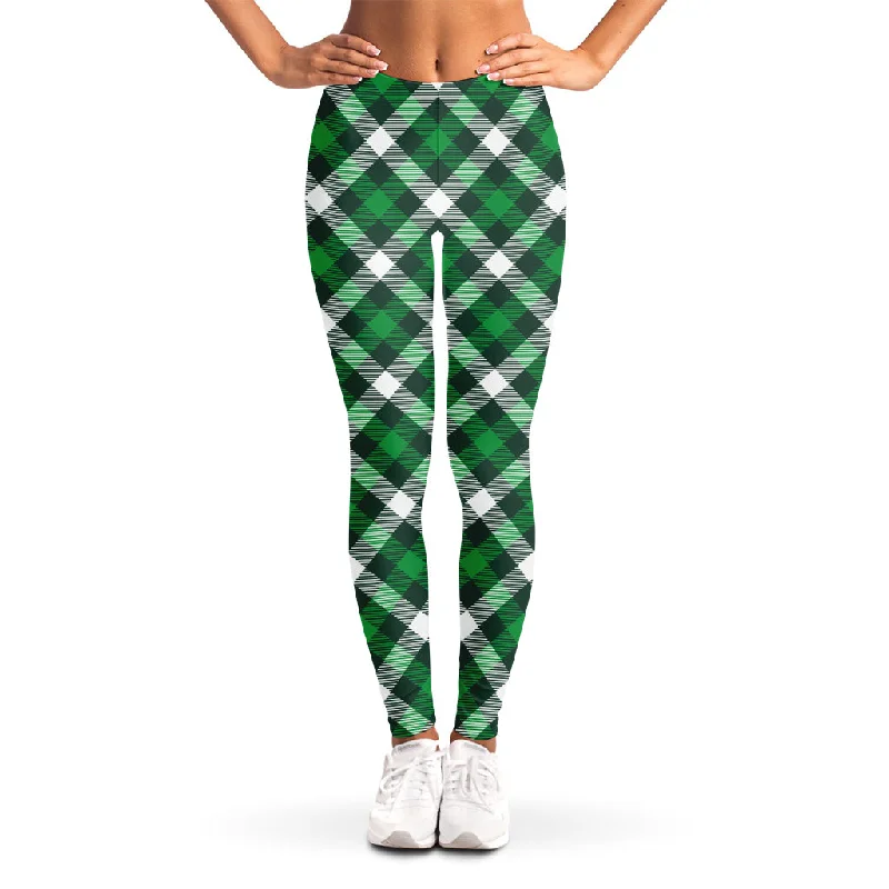 Doorbuster Deal Saint Patrick's Day Plaid Pattern Print Women's Leggings