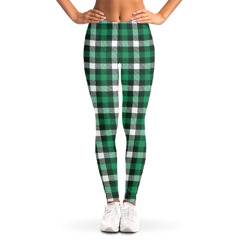 Exclusive Deal Saint Patrick's Day Stewart Plaid Print Women's Leggings