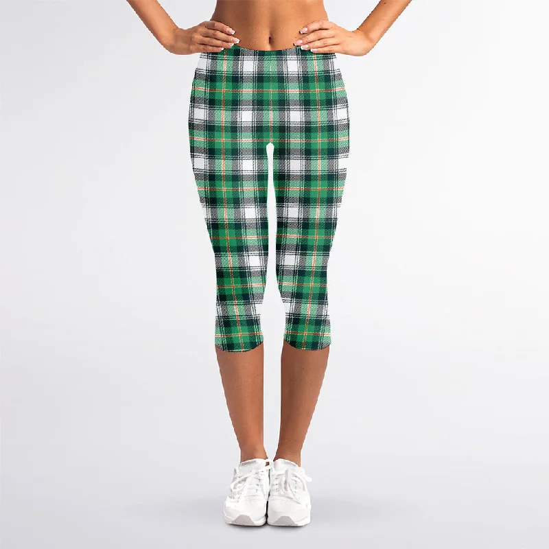 Early Access Saint Patrick's Day Tartan Pattern Print Women's Capri Leggings