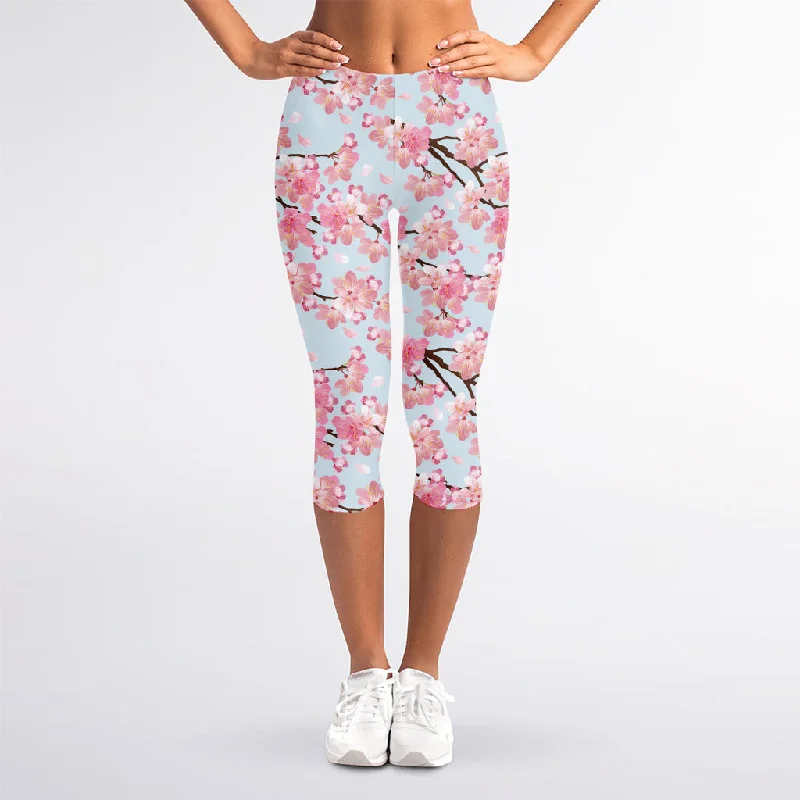 Amazing Deals Sakura Flower Cherry Blossom Print Women's Capri Leggings