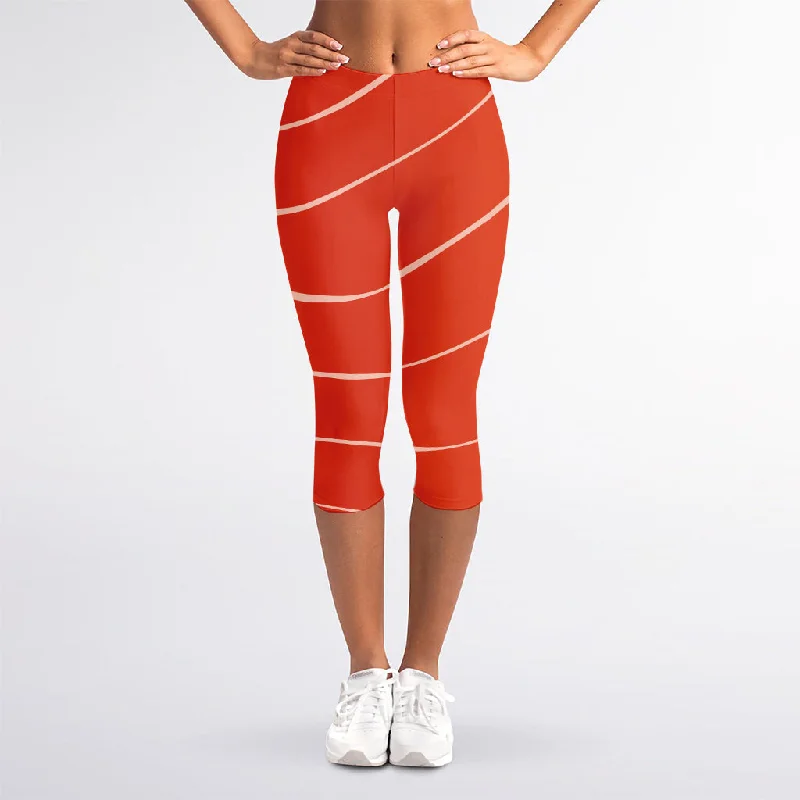 Flash Deals Salmon Artwork Print Women's Capri Leggings
