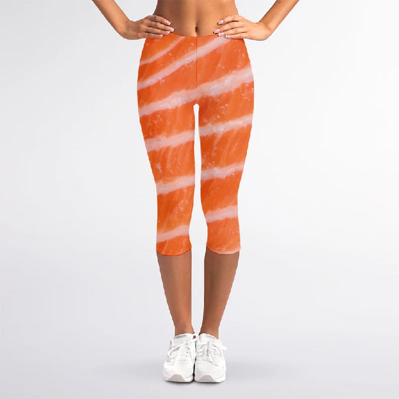 One-DAY Sale Salmon Fillet Print Women's Capri Leggings