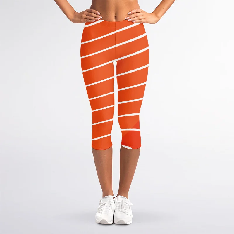 Mega Sale Salmon Print Women's Capri Leggings