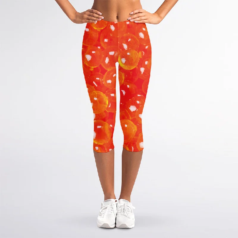 Incredible Offers Salmon Roe Print Women's Capri Leggings