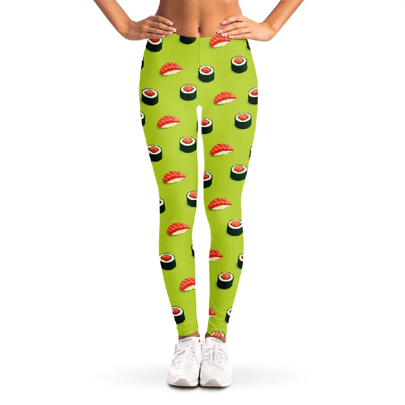 Season Finale Sale Salmon Sushi And Rolls Pattern Print Women's Leggings