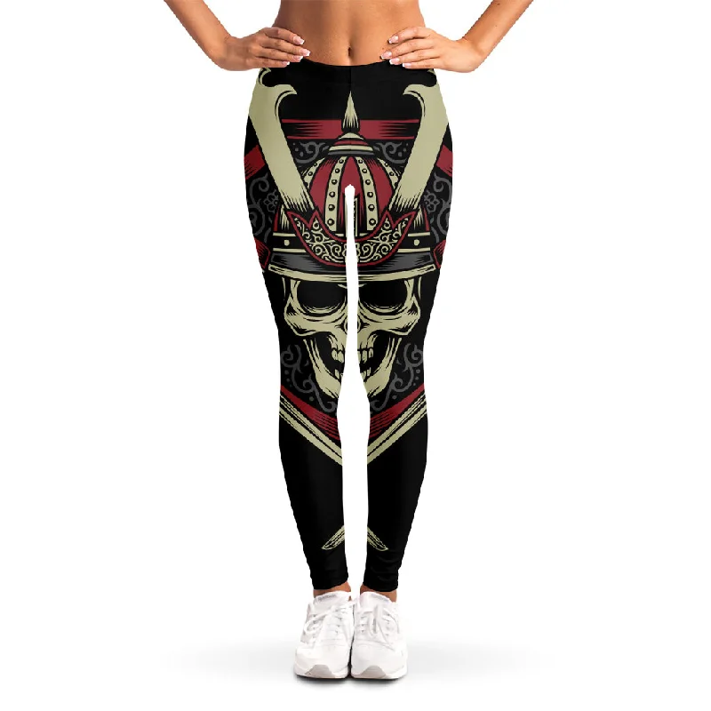 Weekend Deal Samurai Warrior Skull Print Women's Leggings