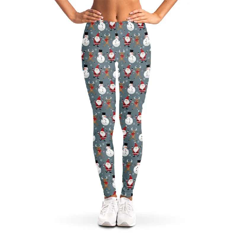 Limited Edition Santa Claus And Friends Pattern Print Women's Leggings