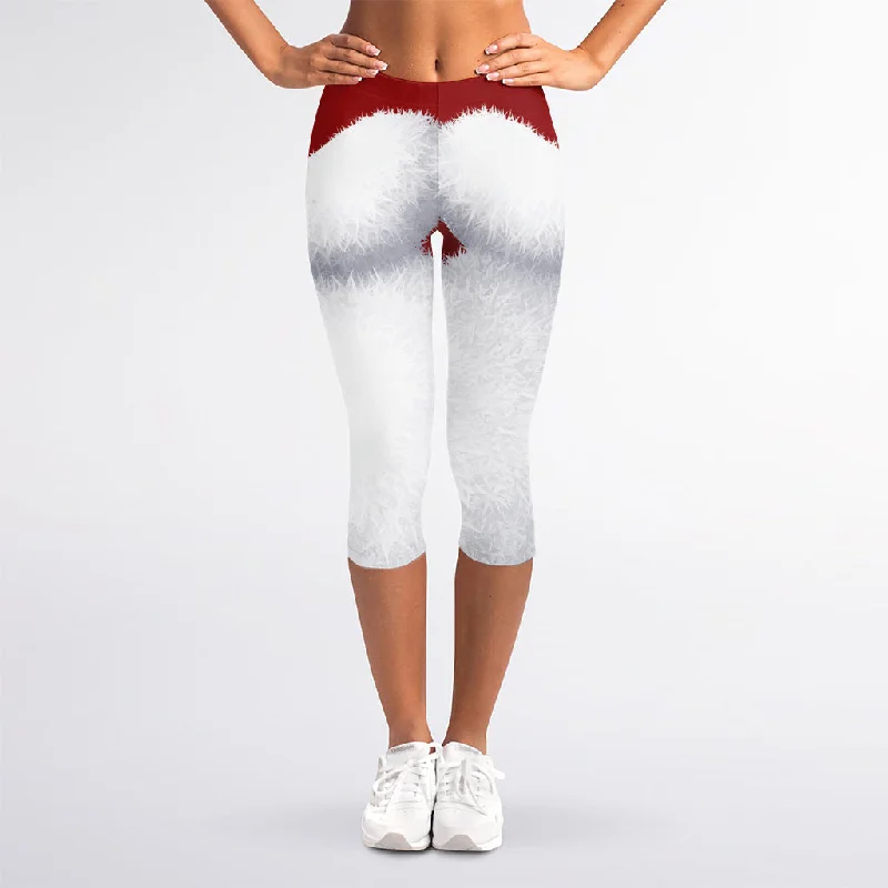 Best Deals Santa Claus Beard Print Women's Capri Leggings