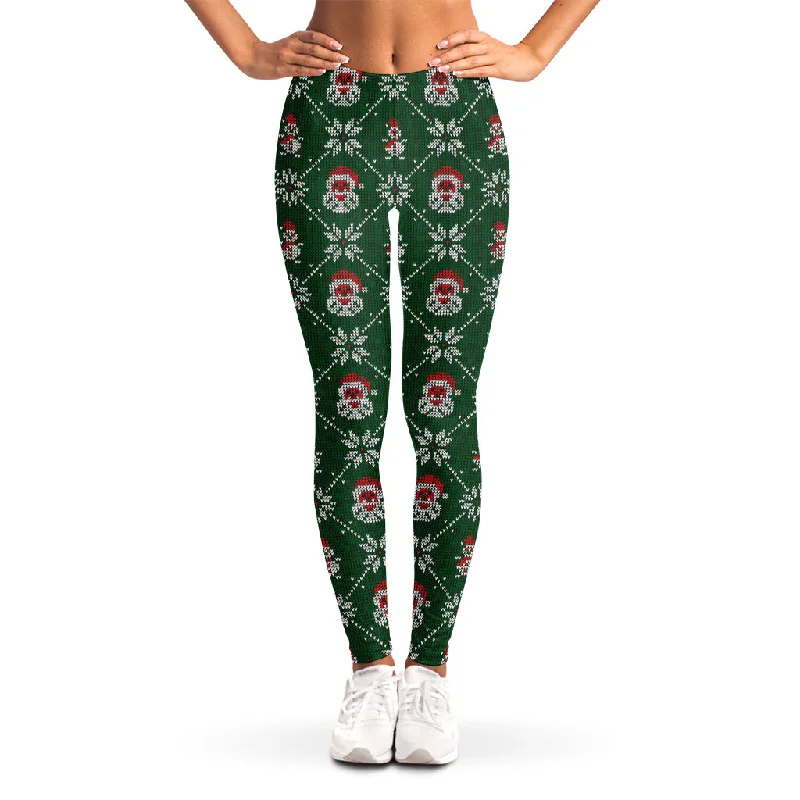 Special Price Santa Claus Knitted Pattern Print Women's Leggings
