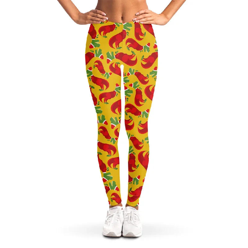 Stock Clearance Santa Claus T-Rex Christmas Dino Print Women's Leggings