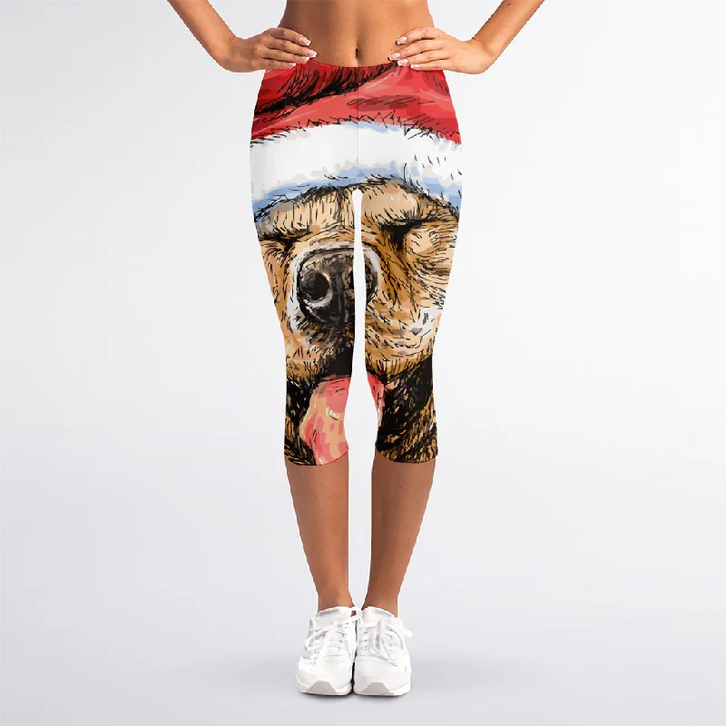 Take Advantage Santa Labrador Retriever Print Women's Capri Leggings
