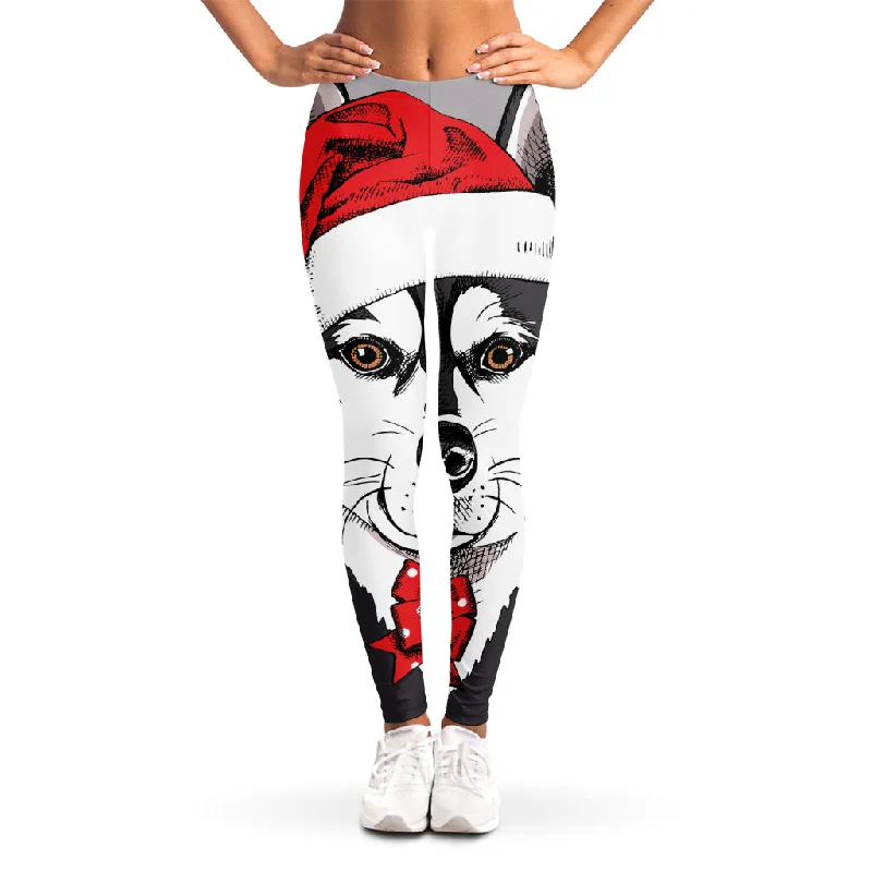 Reduced Prices Santa Siberian Husky Print Women's Leggings