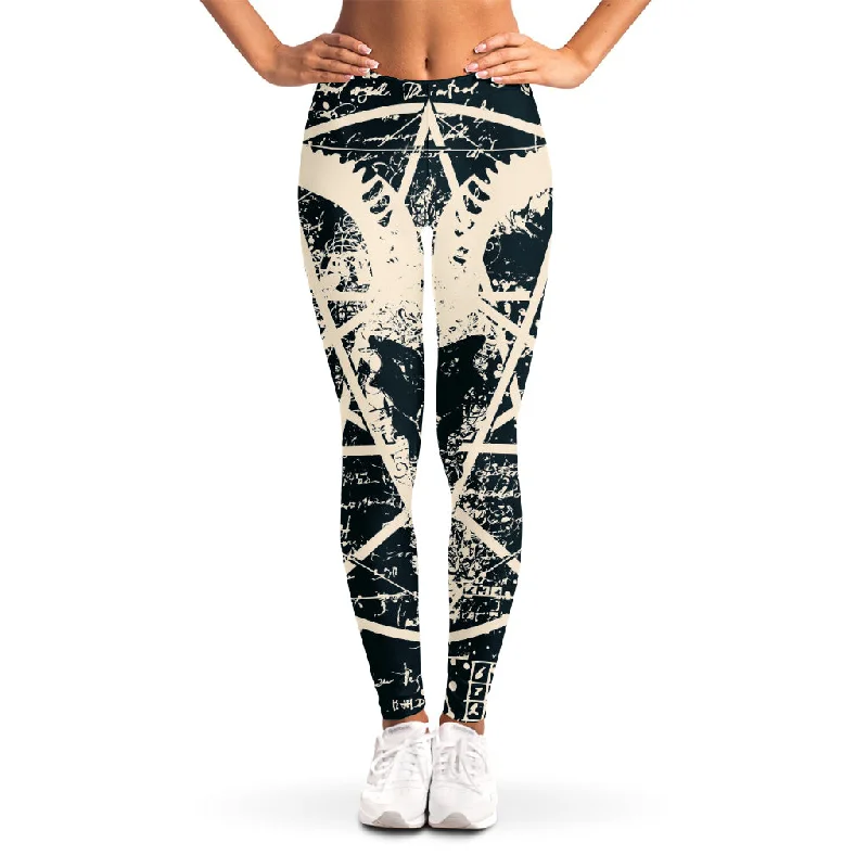 Online Only Satan Goat Skull Symbol Print Women's Leggings