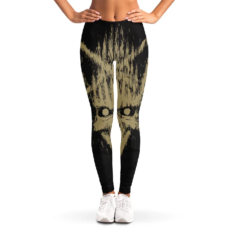 Midnight Madness Satanic Pentagram Skull Print Women's Leggings