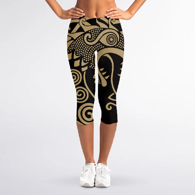 Lowest Price Scandinavian Viking Dragon Print Women's Capri Leggings