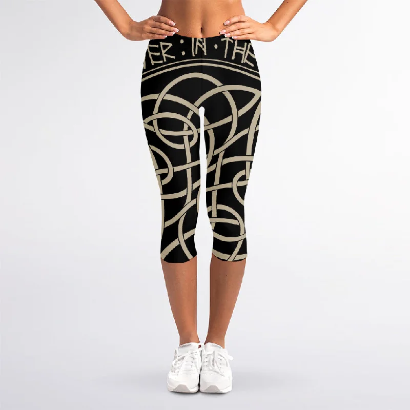 Discount Deals Scandinavian Viking Symbol Print Women's Capri Leggings