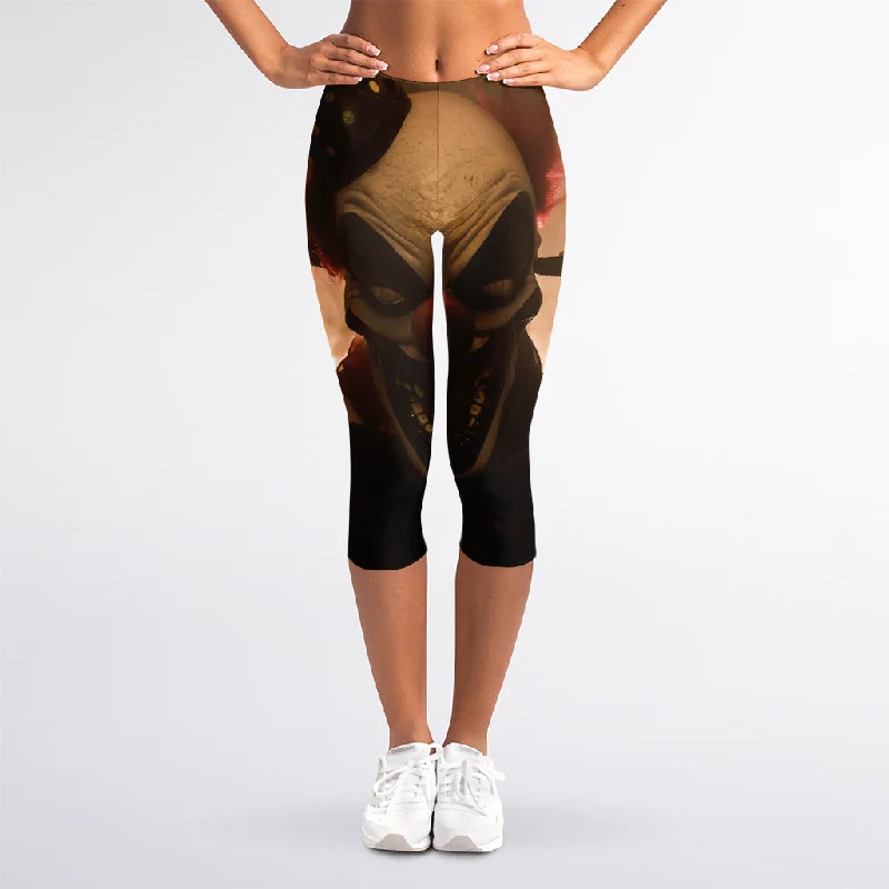 Buy Now Scary Clown Print Women's Capri Leggings