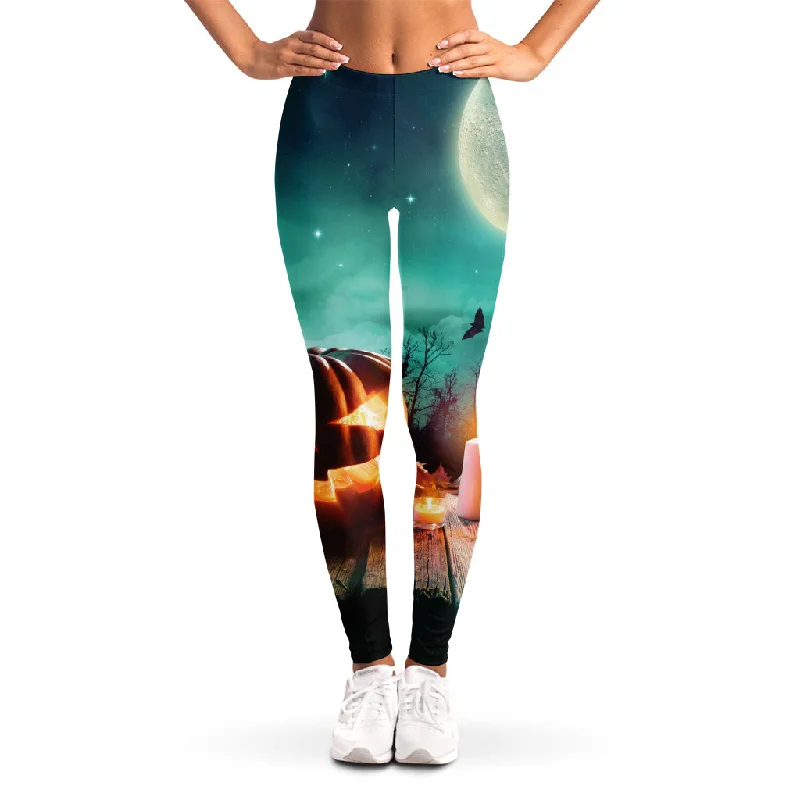 Don't Wait Scary Halloween Pumpkin Print Women's Leggings