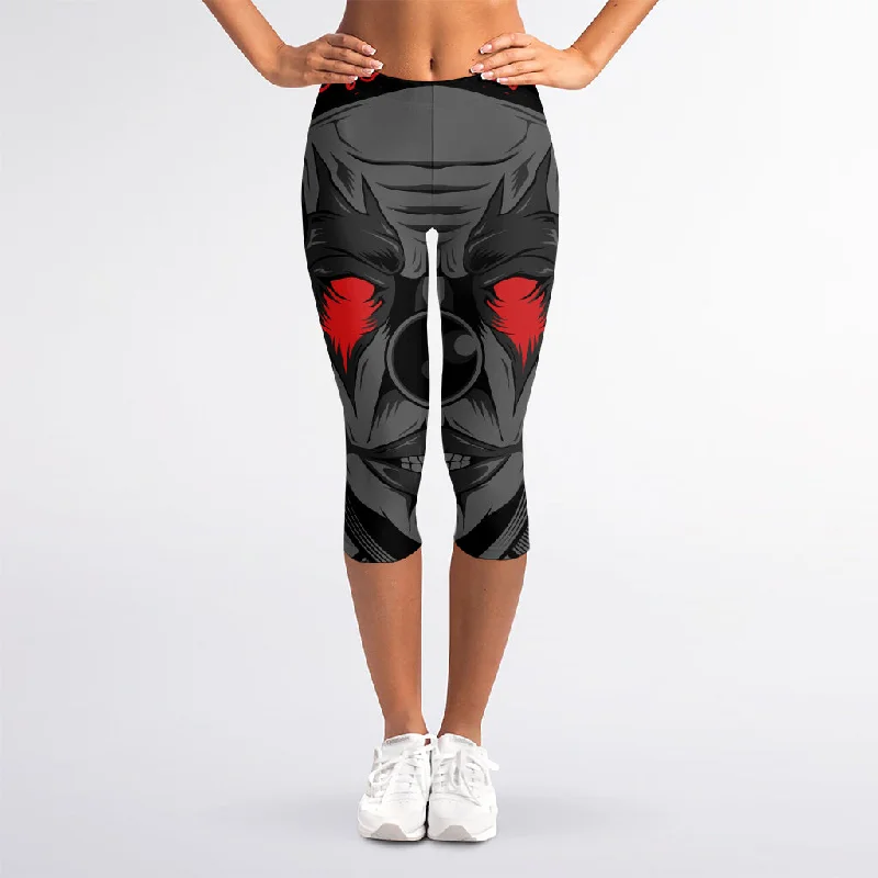 Deal Alert Scary Joker Card Print Women's Capri Leggings