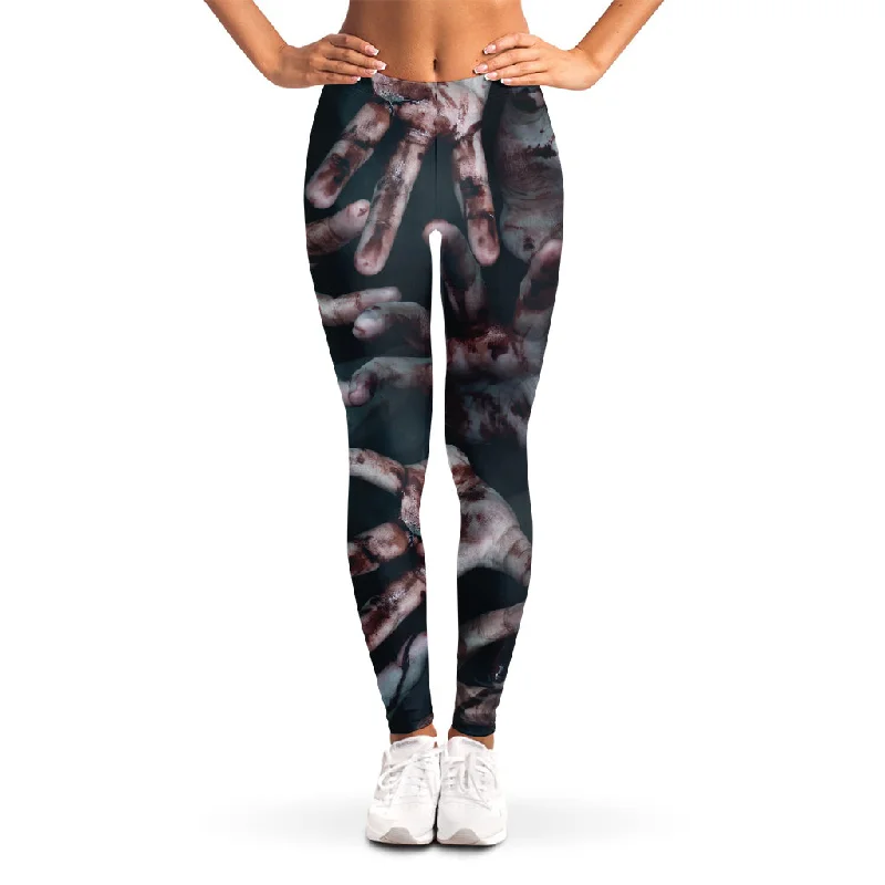Discount Mania Scary Zombie Hands Print Women's Leggings