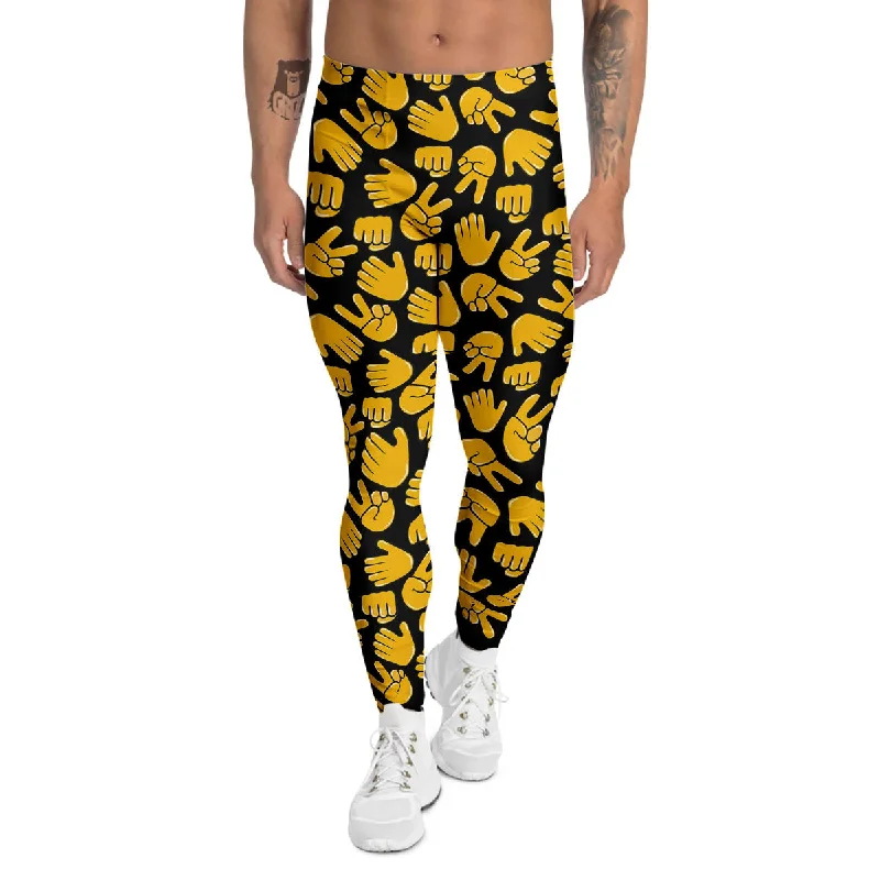 Price Cut Scissors Paper Rock Emoji Print Pattern Men's Leggings