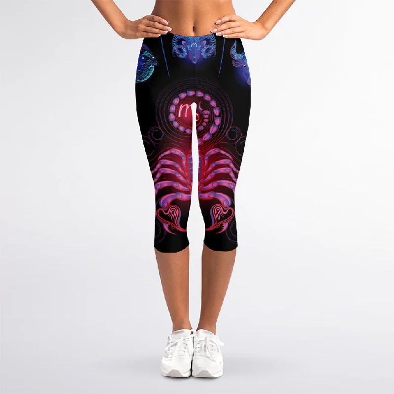 Deal Zone Scorpio And Astrological Signs Print Women's Capri Leggings