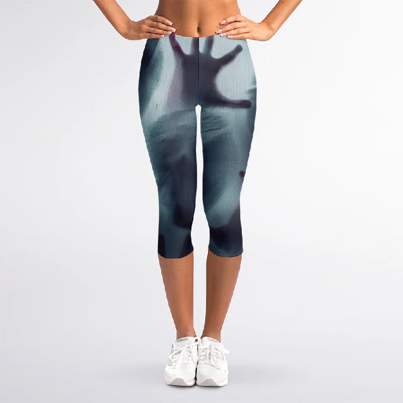Closeout Sale Screaming Horror Ghost 3D Print Women's Capri Leggings